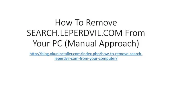 How To Remove SEARCH.LEPERDVIL.COM From Your PC (Manual Approach)