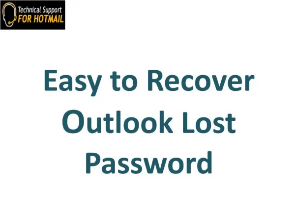 Easy to Recover Outlook Lost foget Password