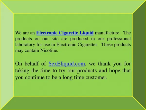 Electronic Cigarette Liquid Manufacture