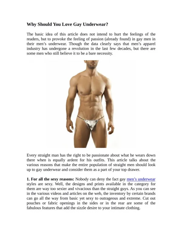 Why Should You Love Gay Underwear?