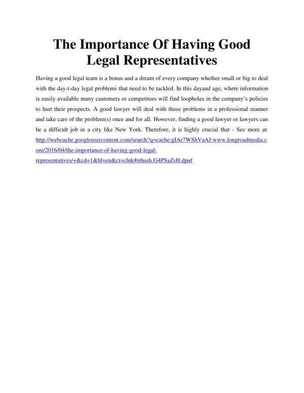 The Importance Of Having Good Legal Representatives