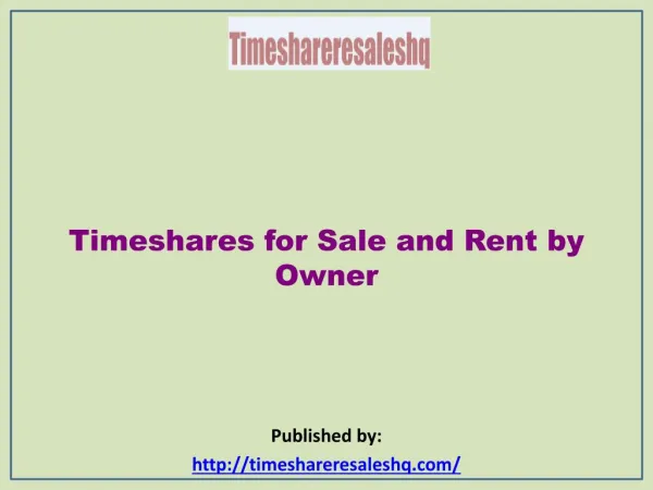 Timeshares for Sale and Rent by Owner