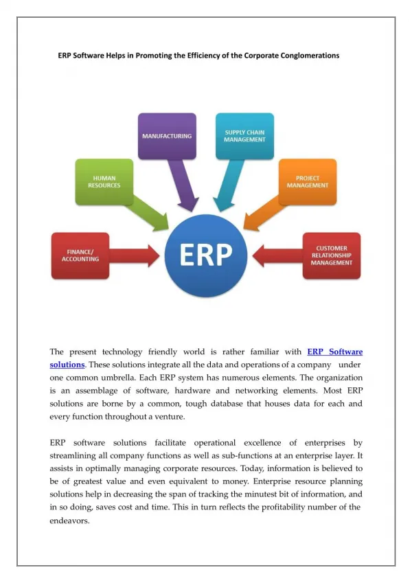 ERP Software Helps in Promoting the Efficiency of the Corporate Conglomerations