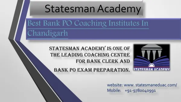 Statesman Academy Best Bank PO Coaching Institutes In Chandigarh