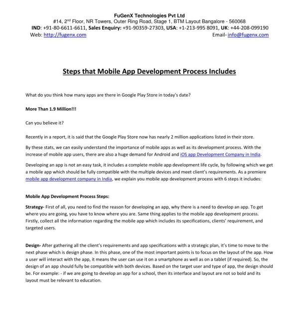 Steps in Mobile App Developmetn Process