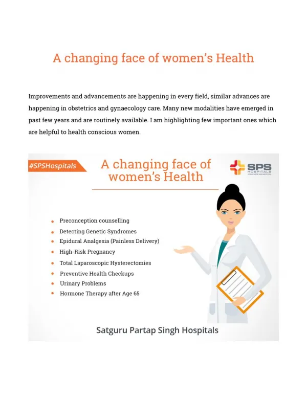 A changing face of women’s Health
