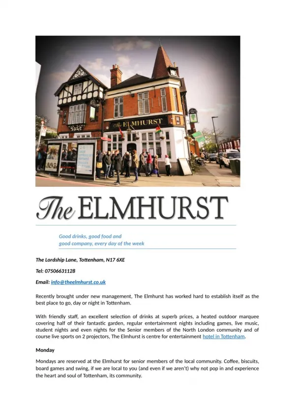 Theelmhurst - Best North London Party Venues