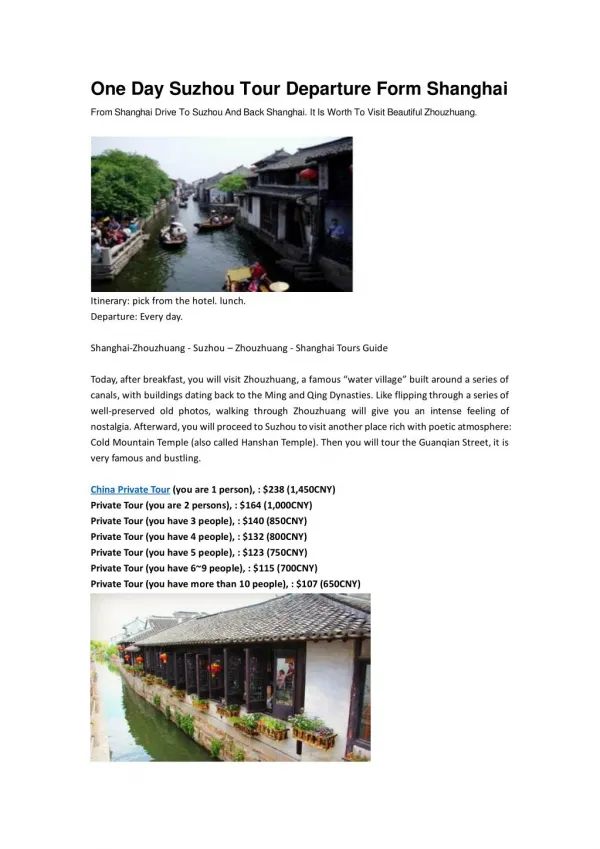 China travel guide suzhou tour
