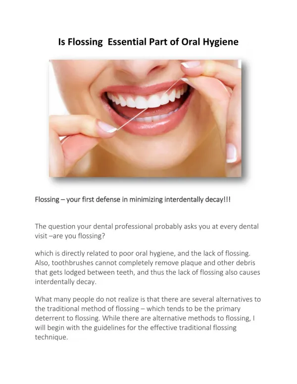 Is Flossing Essential Part of Oral Hygiene