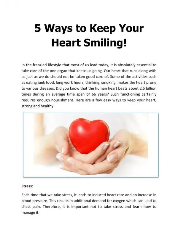 5 Ways to Keep Your Heart Smiling - Apollo Health City