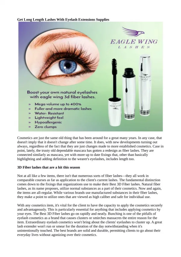 Get Long Length Lashes With Eyelash Extensions Supplies