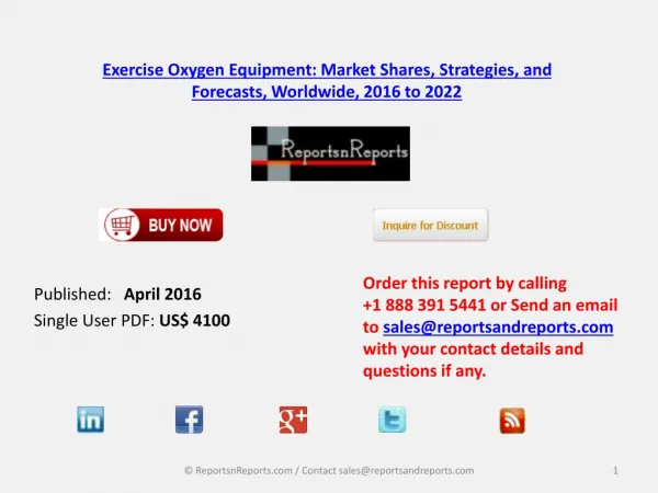 Worldwide Exercise Oxygen Equipment Market Analysis Report 2016 – 2022