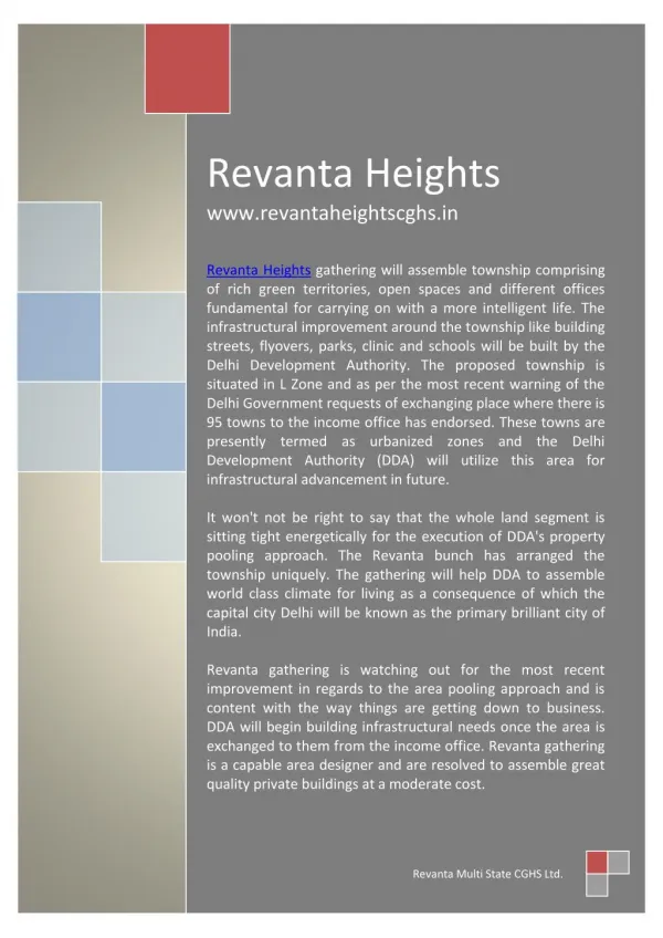 Revanta Heights Dwarka L Zone