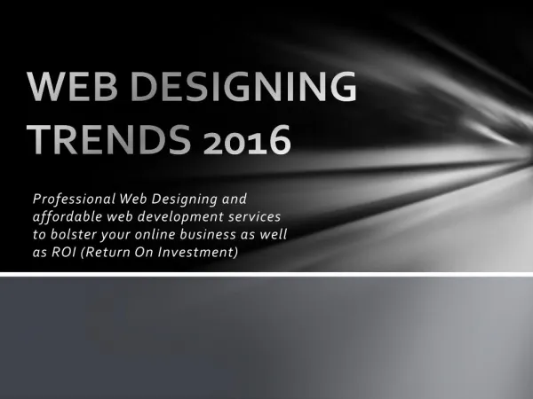 WEB DESIGNING TRENDS 2016- By Web Design Company in Bangalore