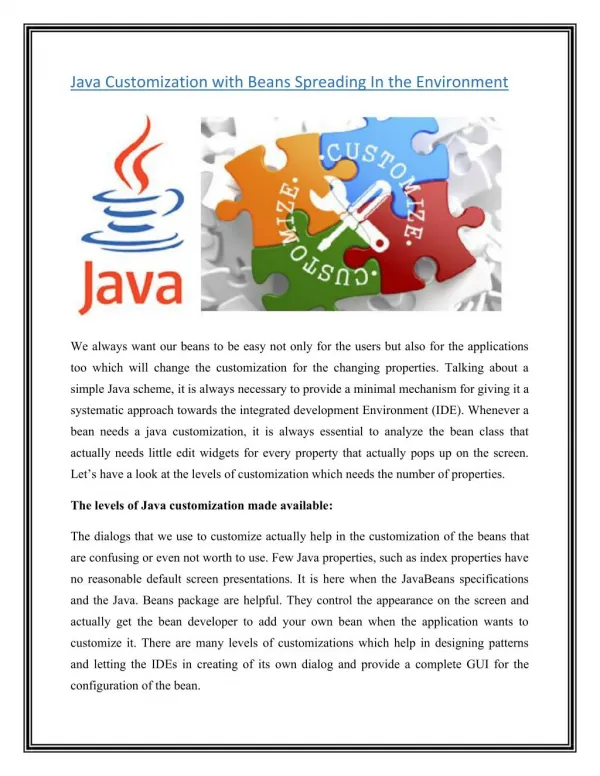 Java Customization With Beans Spreading in the Environment