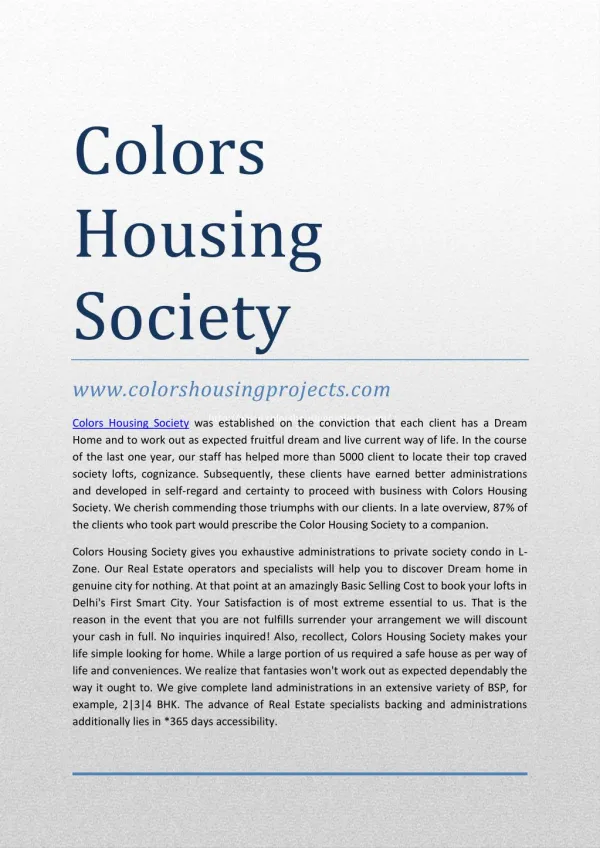 Colors Housing Society @ 9711628721