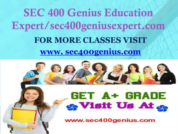 SEC 400 Genius Education Expert/sec400geniusexpert.com
