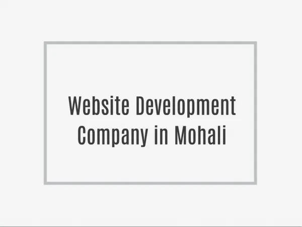 Website Designing Company in Mohali