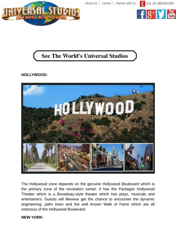 See The World's Universal Studios
