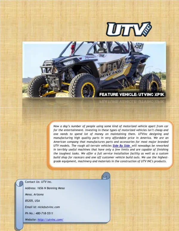 Buy Side By Side UTV Parts and Accessories