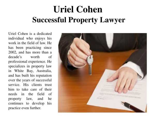 Uriel Cohen Successful Property Lawyer