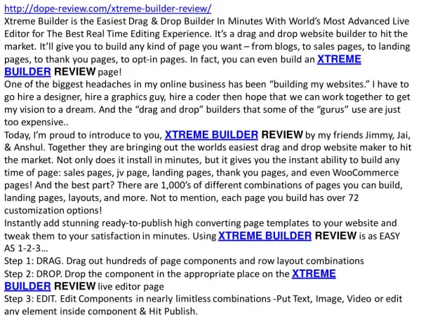 XTREME BUILDER review and bonus