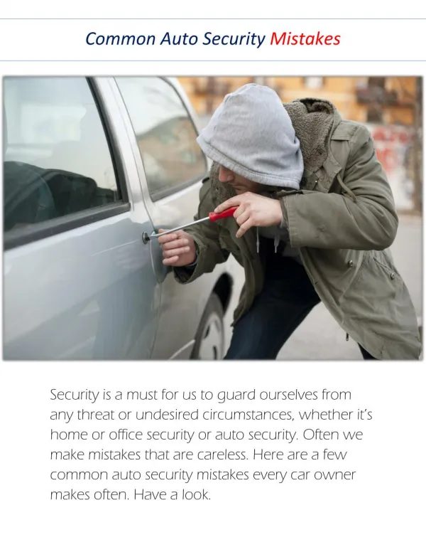 Most Common Auto Security Mistakes - Golden Locksmith