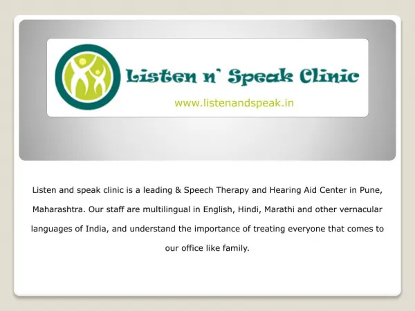 Hearing Aids & Speech Therapy Center – Listen and Speak in Pune