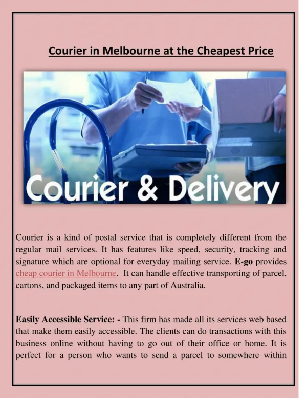 Courier in Melbourne at the Cheapest Price