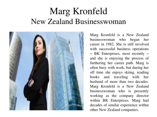 Marg Kronfeld New Zealand Businesswoman