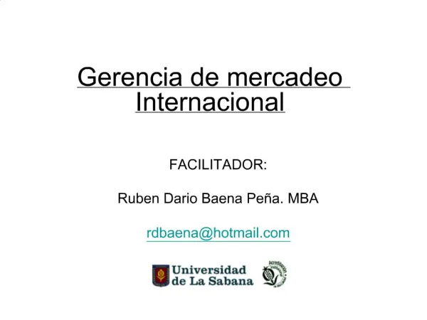 FACILITADOR: Ruben Dario Baena Pe a. MBA rdbaenahotmail