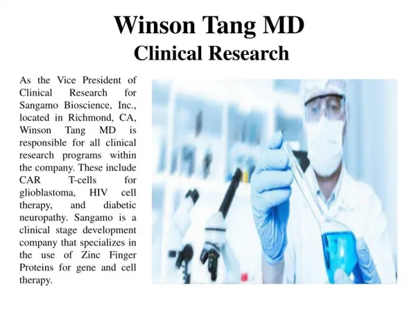 Winson Tang MD Clinical Research