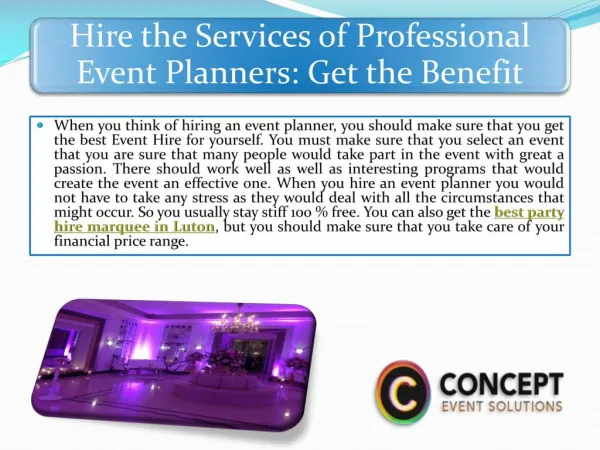 Hire the Services of Professional Event Planners: Get the Benefit