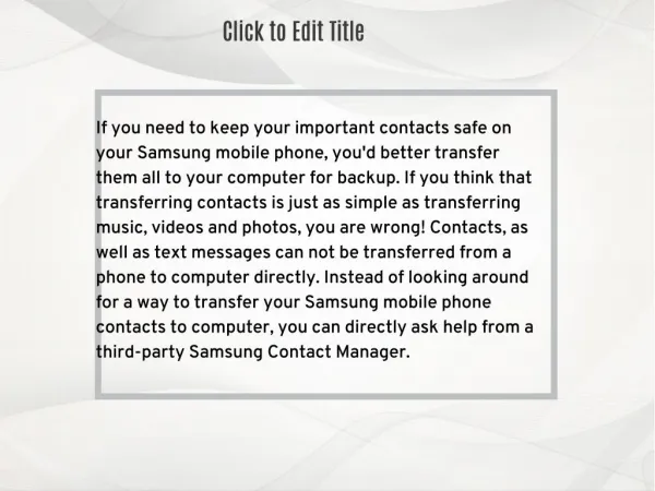 How to Transfer Contacts from Samsung Phone to Computer?