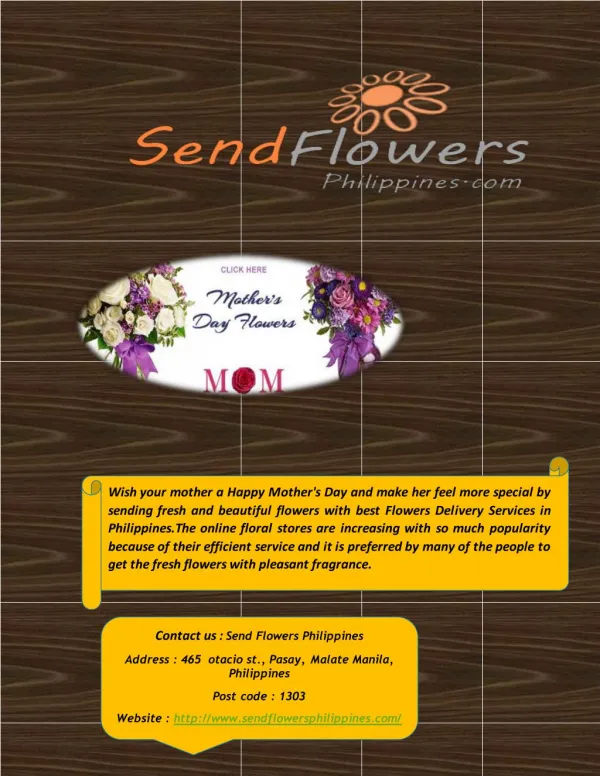 Send Mother's Day Flowers to Philippines
