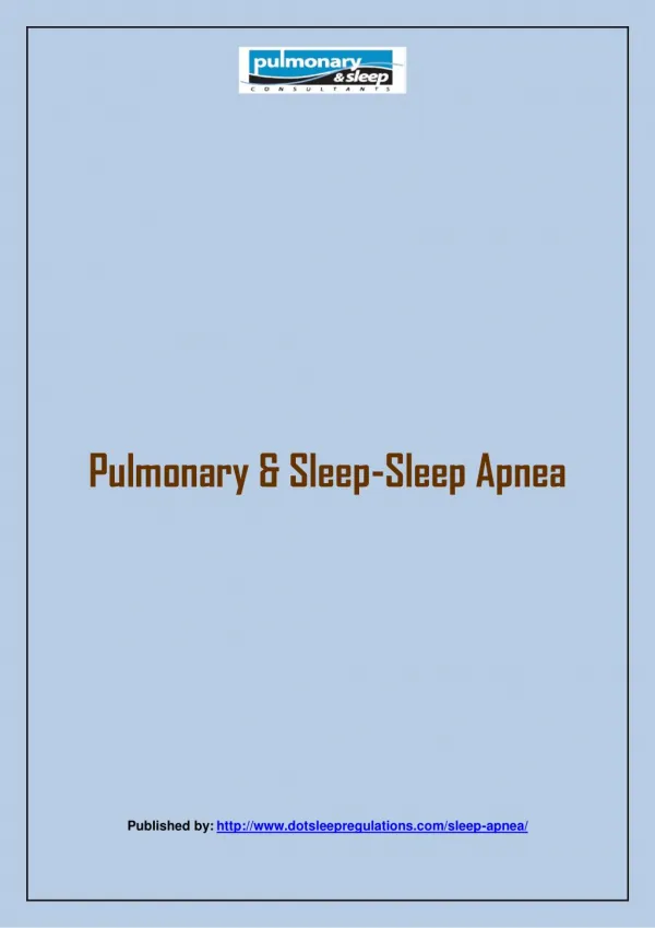 Pulmonary & Sleep-Sleep Apnea