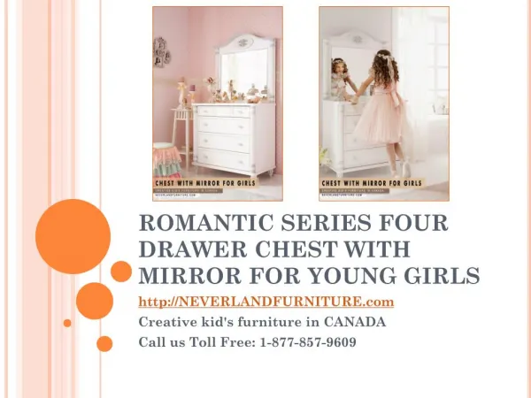 Romantic Series Four Drawer Chest With Mirror for Young Girls in Canada