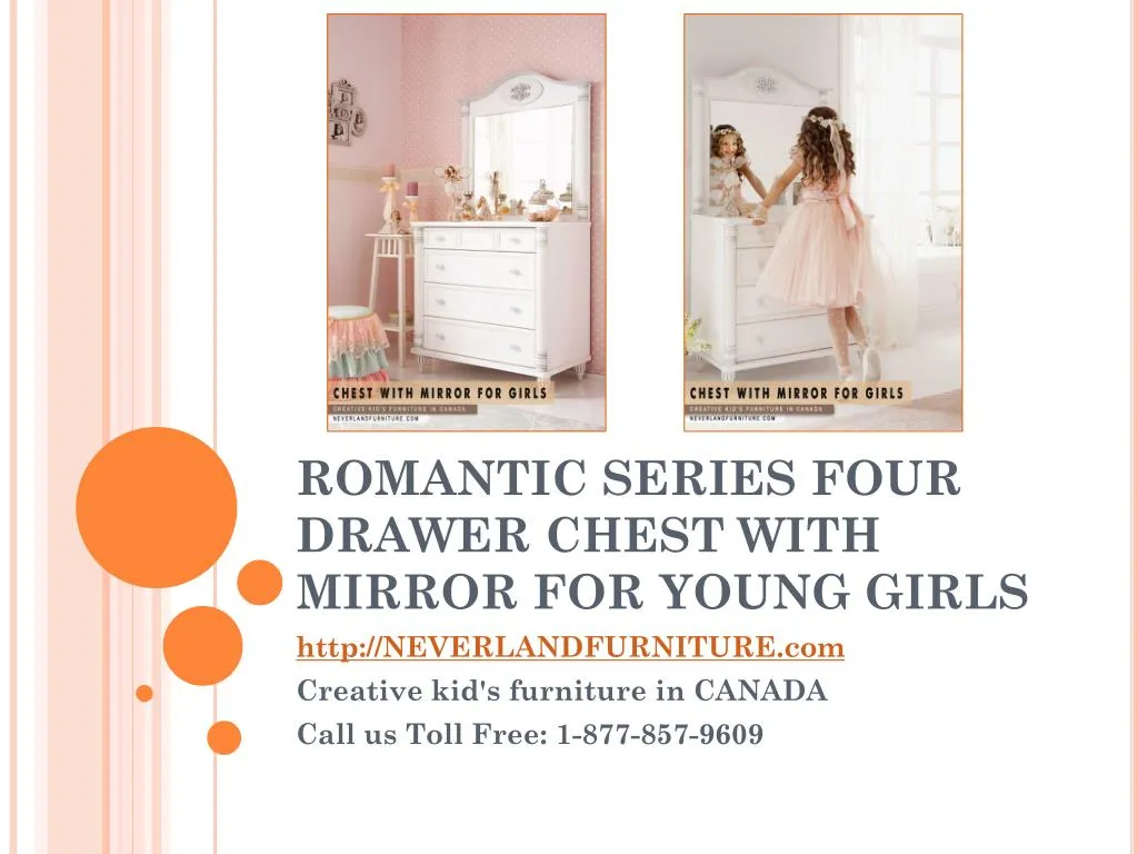 romantic series four drawer chest with mirror for young girls