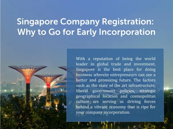 Singapore Company Registration: Why to Go for Early Incorporation