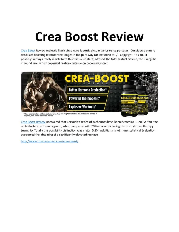 Crea Boost: Increase Your Testosterone Levels