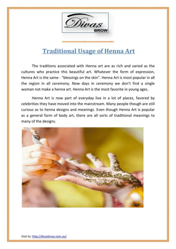 Traditional Usage of Henna Art
