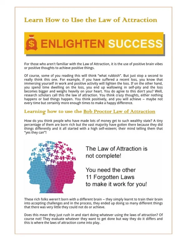 Learn How to Use the Law of Attraction