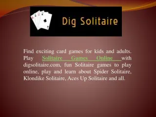 Solitaire Games Online - Dig Solitaire - slide 1