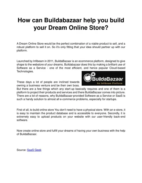 How can Buildabazaar help you build your Dream Online Store?