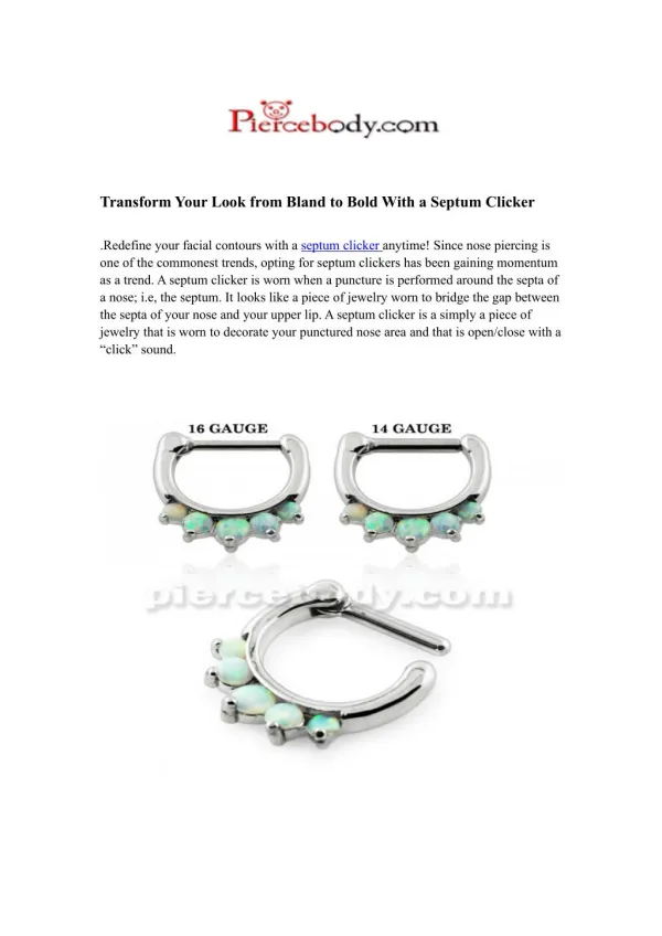 Transform Your Look from Bland to Bold With a Septum Clicker