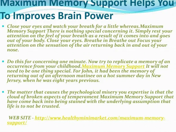 Maximum Memory Support Is Best Way To increase Your mind power