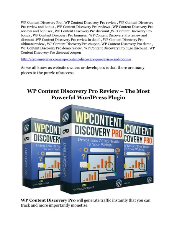 WP Content Discovery Pro review