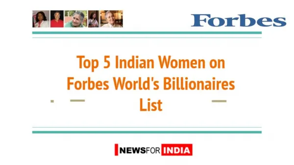 Top 5 Indian Women on Forbes World's Billionaires List