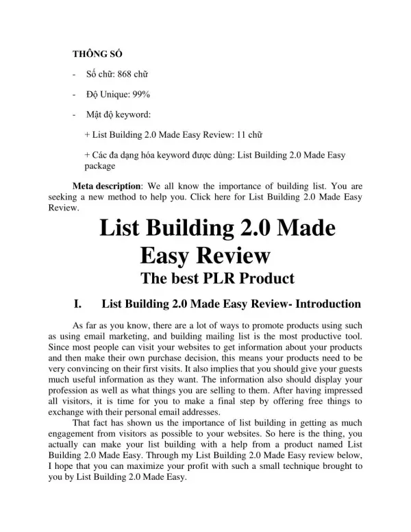 List Building 2.0 Made Easy Review