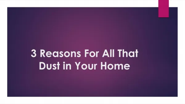 3 Reasons of All That Dust in Your Home